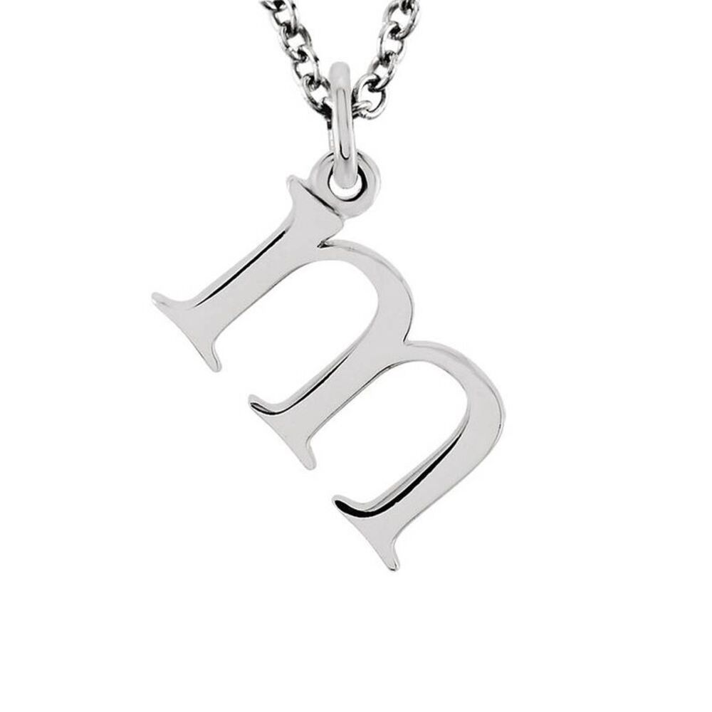 The Abbey Lower Case Initial 'm' Necklace in 14k White Gold, 16 Inch